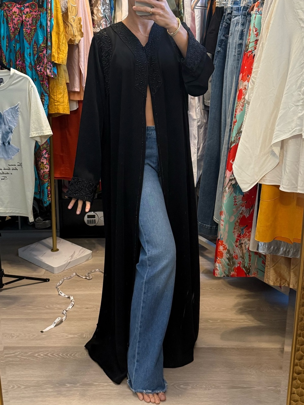 Vintage Black Beaded Duster Full Zip